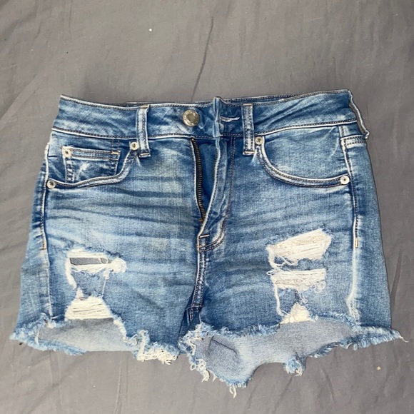 American Eagle Blue Distressed Shorts - Picture 1 of 5
